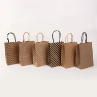 2pcs Kraft Paper Bag Vertical Packaging Gift Party Storage Shopping Bag For Food Clothes Business 21*15*8cm /27*21*11cm