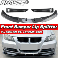 5Pcs E90 Car Front Bumper Lip Splitter Diffuser Spoiler Bumper Guard Protector For BMW 3 Series E90 E91 LCI 2005-2008 Body Kit