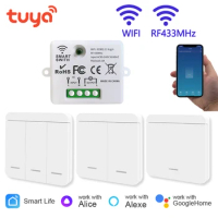 WiFi Light Switch Tuya Smart Home Smart Life RF433Mhz Wireless APP Voice Control Smart Home Work With Google Home Alexa Alice