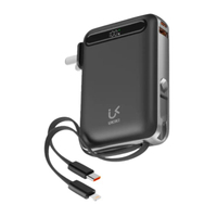 แบตสำรอง 10000mAh [CCC] UKIKI ชาร์จเร็ว PD22.5W Powerbank สาย Type-C/IP ในตัว รุ่น KP10AC-01 (สีดำ)