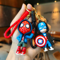 Anime Figure Marvel Avengers Keychain Cartoon Spider Man Hulk Doll Hanging Pendant Car Key Ring Decor Knapsack Accessories Gifts