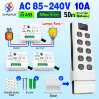 RF Wireless Smart Light Switch 433MHz 110V 220V Mini Relay Receiver Module ,4-in-1 Remote Control,For Led Light Lamp Fan ON/OFF