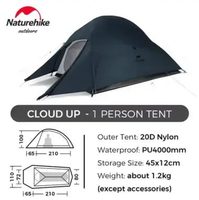 TENDA CLOUD UP 1 20D ULTRALIGHT NATUREHIKE NH18T010-T UPGRADED VERSION DARK BLUE