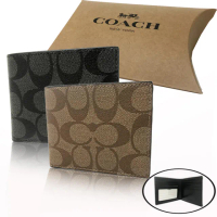 【COACH】經典LOGO照片6卡男款短夾禮盒(多色選一)