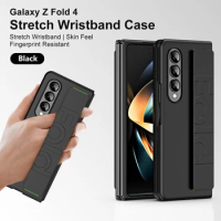 Elastic Wristband Protective Case for Samsung Galaxy Z Fold 3 Fold 4 5G Dropproof Business Phone Case Fold4 Skin Feel Back Cover