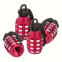4pcs Grenade Alloy Tire Valve Caps - Add Style To Your Car, Truck, Or Bike Wheels!