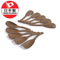 【DAIDOKORO】日本製頂級湯匙*10入 棕色木紋 抗菌加工 飯勺 餐杓 桌匙(15公分 洗碗機適用)