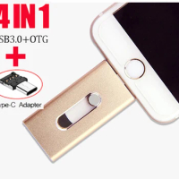 4 In 1 USB 128GB 3.0 Flash Drive OTG Pendrive Metal 64GB 32GB 16GB Micro Pen Drive for iPhone X 8 7 6 8plus iPad Stick