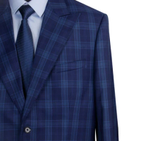2021 Luxury Fashion Dark Blue Plaid Suits Tailor Made Suits Smart Casual Men Suits Tailor Made Suit Men Style Costume Sur Mesure
