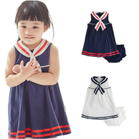 Augelute Baby童衣 海軍無袖洋裝+小內褲女童套裝 20011