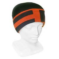 【黑色X橘色】條紋純羊毛帽100%紐西蘭美麗諾