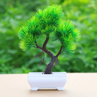 1pc Artificial Lifelike Plant Bonsai DIY Simple Potted Plant Ornament Lifelike Pine Tree Decorative Bonsai for Home Garden Decor