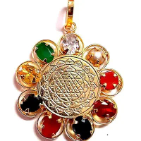 Shri Yantra Navratan Pendant Navratna Pendent Asthadhatu