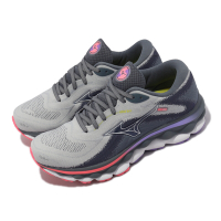 Mizuno 慢跑鞋 Wave Sky 7 超寬楦 女鞋 灰 紫 粉 頂級回彈 ENERZY CORE中底 美津濃 J1GD2312-21