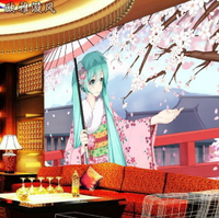 動漫美少女電視背景墻壁紙_ktv沙發酒店賓館臥室床頭壁畫卡通墻紙