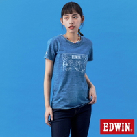 EDWIN BT21單色線條短袖T恤-女款 漂淺藍