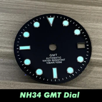 NH34A Seiko GMT Watch Dial Strong Blue Luminous 29mm Modified Accessory Dial For NH34 Automatic Movement Parts Replacement