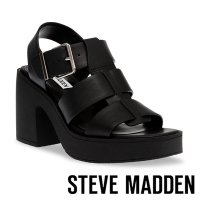 STEVE MADDEN-CROSSOVER 粗帶厚底粗跟涼鞋-黑色