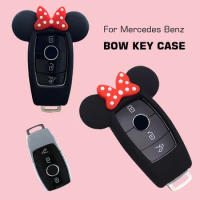 Cute Bow Car Key Case For Mercedes Benz E C G M R S A Class C200 C260L GLC CLA GLA200 Key Shell Protector Lady Accessories