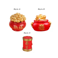 Tabletop Ornament Chinese New Year Decorative Resin Statue for Centerpiece Spring Festival Bookshelf Bedroom Living Room