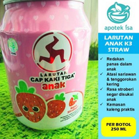 LARUTAN K3 ANAK STRW 250ML UNTUK MEREDAKAN PANAS DALAM, SARIAWAN, DAN TENGGOROKAN KERING PADA ANAK
