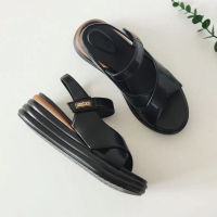 TOP Dép Sandal Bánh Mì Đế Xuồng Nữ Cillie Cao 5cm Êm Mềm Chống Trơn Quai Da