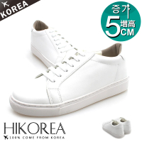 預購 HIKOREA 正韓製/正常版型。男款增高5CM素色皮革綁帶休閒鞋正裝 厚底 男皮鞋(73-350白/現+預)