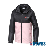 K-SWISS  Windbreaker 刷毛防風外套-女-黑/粉紅