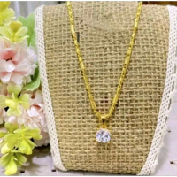 cod kalung pre liontin motif bambu anti karat anti luntur berlapis mas muda 23k