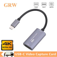 Grwibeou HDMI-compatibleto USB-C Video Capture Card 4k Type C to HDMI Video Capture Board Game Record Live Streaming Broadcast
