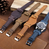 Retro Handmade Leather Cuff Leather Strap 18mm 19mm 20mm 21mm 22mm Watch Bracelet Men Women Business Watch Band Universal