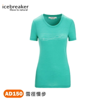 【Icebreaker 紐西蘭 女Tech Lite II 圓領短袖上衣-雪徑慢步AD150《天青藍》】IB0A56IT/短T