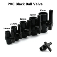 20/25/32/40/50mm Black PVC Ball Valve Water Pipe Fittings Valve Garden Irrigation Water Pipe Connector Aquarium Adapter 1~5PCS