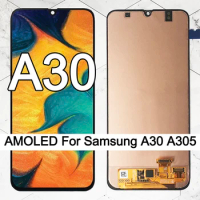 6.4'' AMOLED LCD Display for SAMSUNG GALAXY A30 LCD A305/DS A305F A305FD A305 Touch Screen Digitizer Assembly Replacement