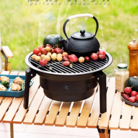 Folding BBQ grill outdoor Portable barbecue grill bbq table Winter charcoal grill stove Camping firepit stove boiled tea set