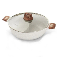 麥飯石家用火鍋鴛鴦鍋 易潔鍋 打邊爐煲(電磁爐明火通用)#YH26_01104