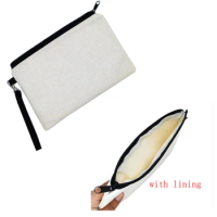 5pcs Coin Purses Sublimation DIY White Double Sided Blank Linen Long Clutch Bag With Lining 23*16.5cm