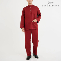 COD Gene Martino Baju Melayu Premium Dull Satin Classic Fit 777 - Vermillion Red 59