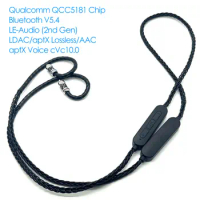 QCC5181 Wireless Bluetooth-compatible 5.4 LDAC aptX HD AAC 0.75 0.78mm MMCX A2DC IE80 IE40PRO Headphone Cable for Westone W40 W4