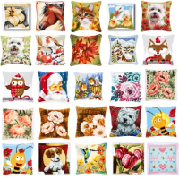 Dog ,Bee , fox Cross Stitch Cushion Carpet Style Embroidery Kit Cross Stitch Pillow Tapestry cross stitch