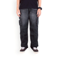 EVIL GRIN Cargo Jeans Skena Washing Loose Fit Pria / Celana Panjang Denim Whisker Cowok