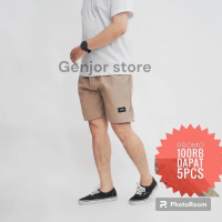 100 RIBU 5PCS Celana Boardshort Premium Pria Bahan Katun Twill - Santai dan Sporty - Melar, Karet, C
