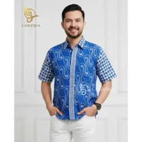 TUNIK BATIK GIPSI GARUTAN 02| DRESS BATIK WANITA MODEL FLUI L Kemeja Biru Bca 02