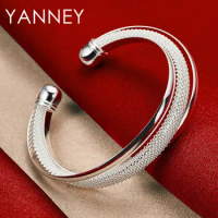 925 Sterling Silver Bracelet Fine Classic Oblique Bangle Women Men Fashion Wedding Party Gift Jewelry Accessories