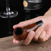 Mini Ebony Resin Wood Pipe Handmade Tobacco Pipe Portable Smoking Pipe Vintage Bent Smoke Pipe Accessory