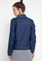 Denim Jacket Wanita Branded Soft Jeans Jacket DARKBLUE M