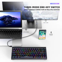 2.4G Bluetooth TYPE-C 68 key RGB wireless computer office gaming mechanical keyboard