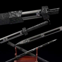 Hollowed Battle Sword, Han Dynasty Style, Cangyou, Handmade Multi Refined High Manganese Steel Blade, Unsharpened