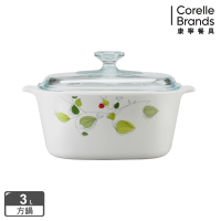 【CorelleBrands 康寧餐具】3L方形康寧鍋-綠野微風