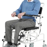 OasisSpace Personal Mobility Assist Bedside Commode Toilet Chair, Tilt Shower Commode Wheelchair, 4-in-1 Shampoo Chair 30°